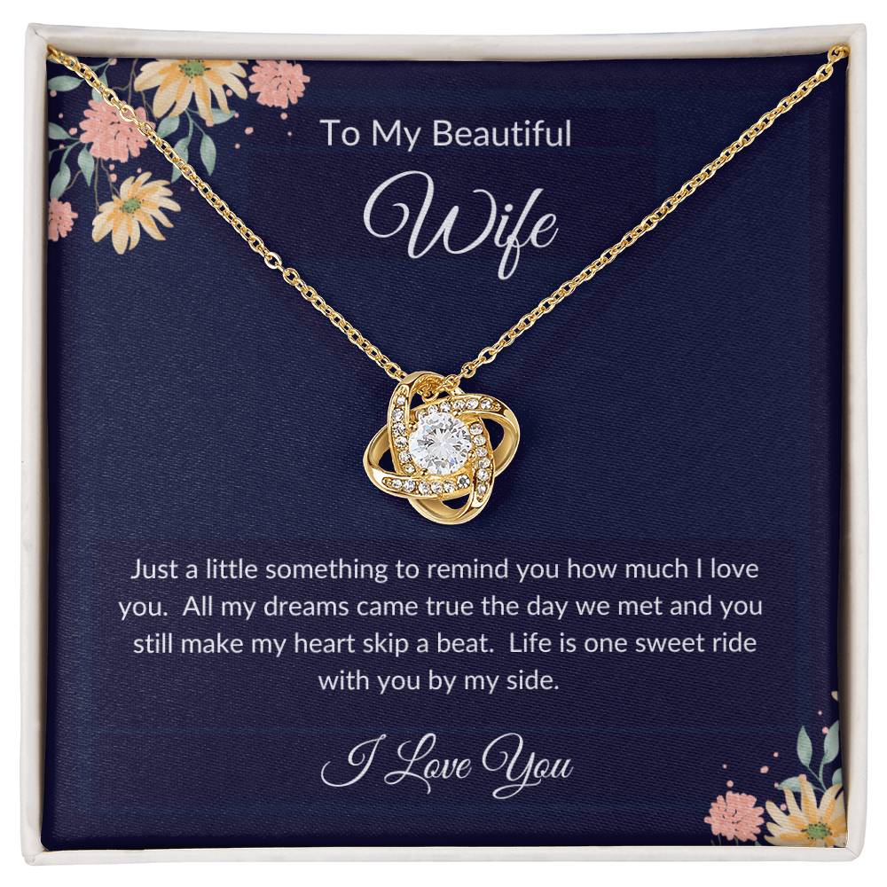 To My Beautiful Wife Gold Necklace Gift