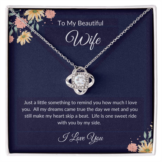 To My Beautiful Wife Gold Necklace Gift