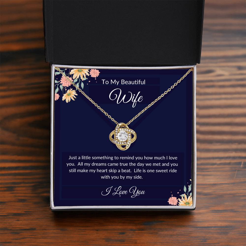 To My Beautiful Wife Gold Necklace Gift