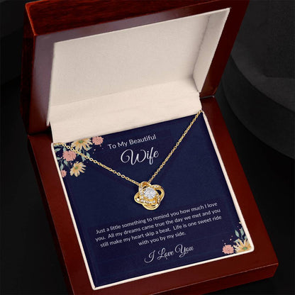 To My Beautiful Wife Gold Necklace Gift