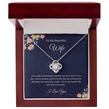 To My Beautiful Wife Gold Necklace Gift